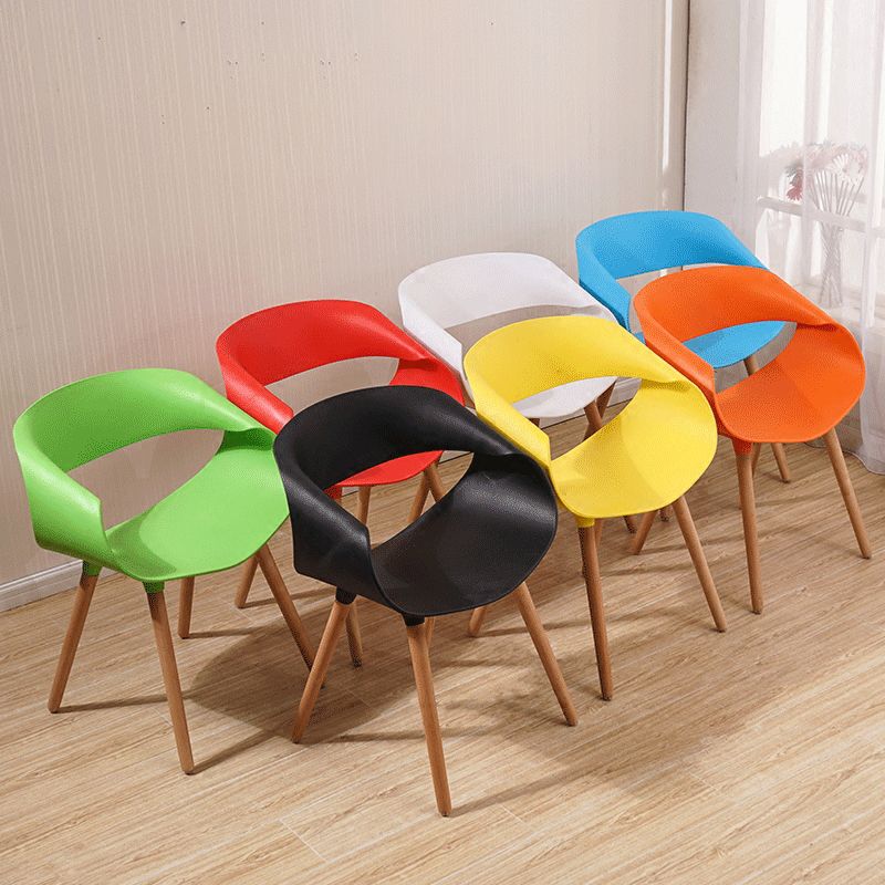 Contemporary Style Dining Chair Dining Arm Side Chair with Wooden Legs