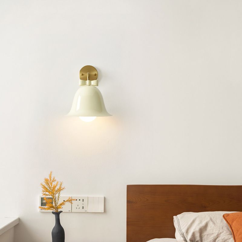 Modern Metal Wall Sconce Bell Shape Wall Light with Glass Shade for Bedroom