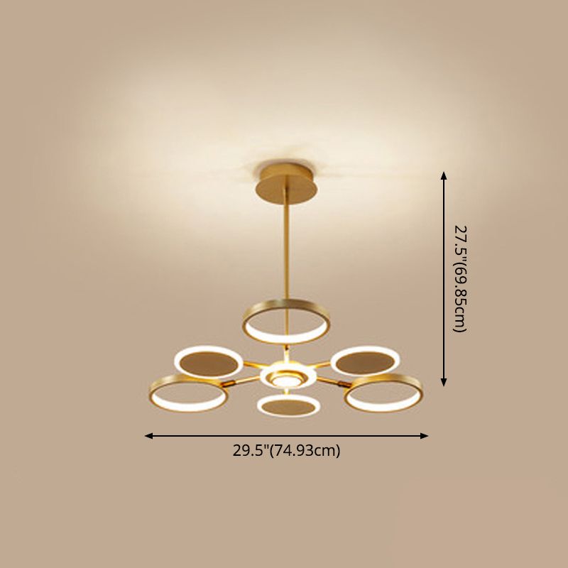 Circle LED Ceiling Chandelier Modern Metal Ceiling Hung Fixtures with Hanging Cord for Living Room