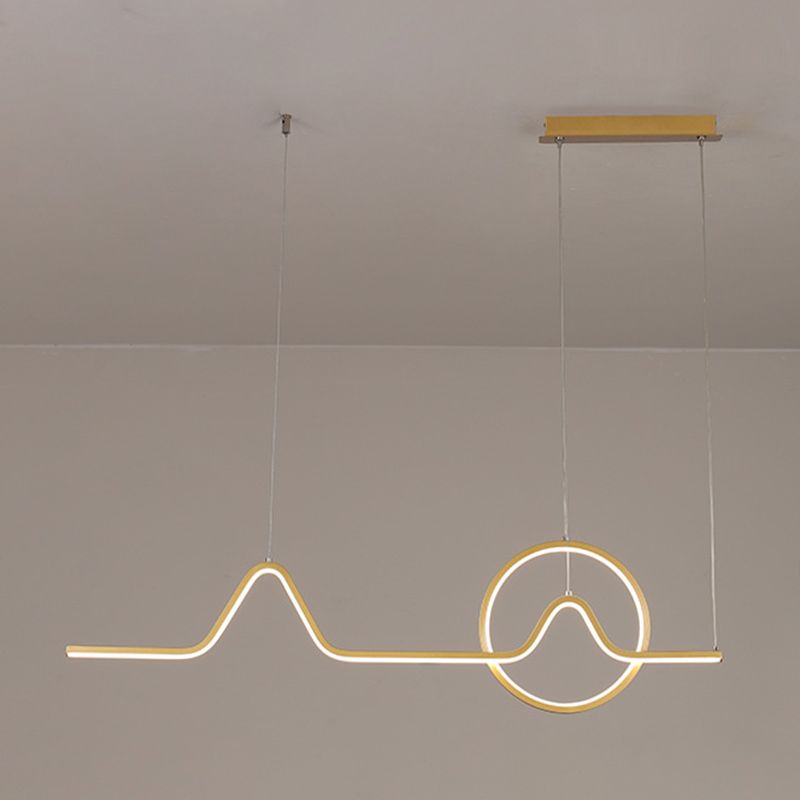 Metal Linear Shade Island Pendant Modern Style 2 Light Island Lighting for Dining Room