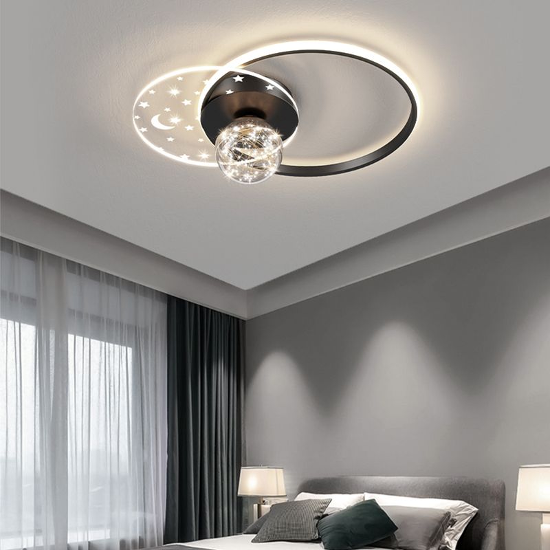 Geometry Shape LED Sky Star Ceiling Lamp Modern Iron 3 Lights Flush Mount for Bedroom