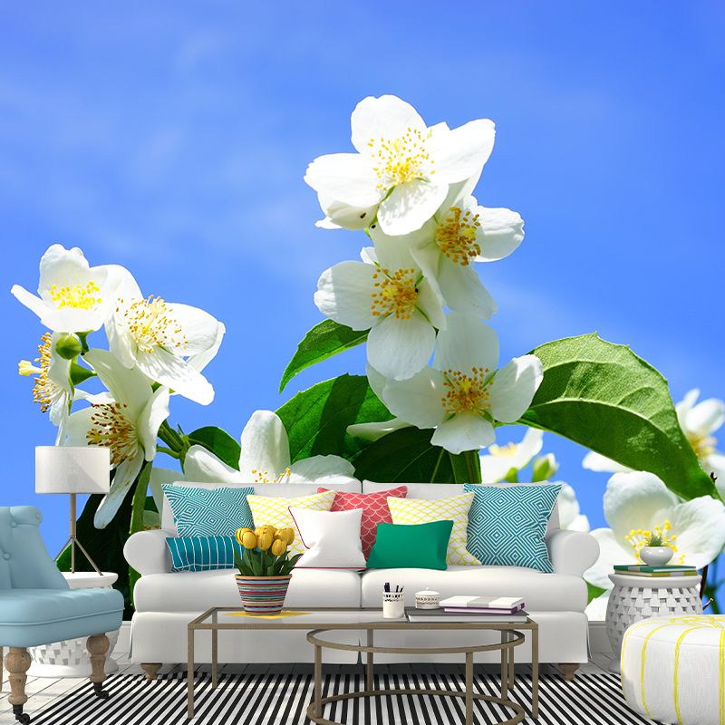 Customized Jasmine Mural Wall Covering Eco-friendly Wallpaper for Bedroom