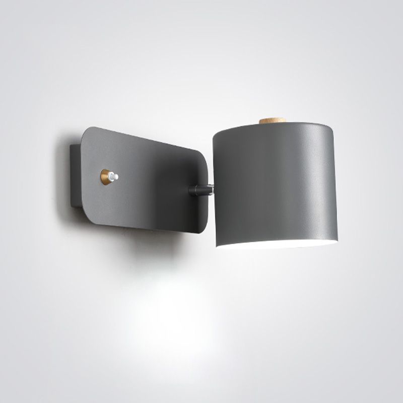 Metal Macaron Sconce Cylinder Shade 1 Light Nordic Modern Wall Mount Light