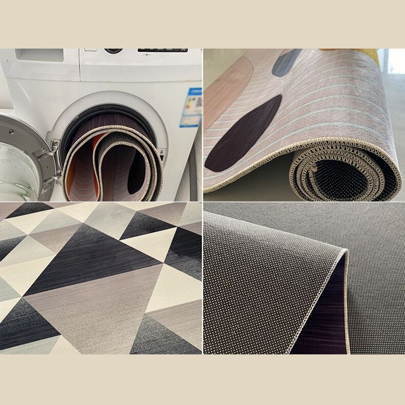 Simplicity Abstract Pattern Rug White Tone Polyester Area Carpet Stain Resistant Rug for Living Room