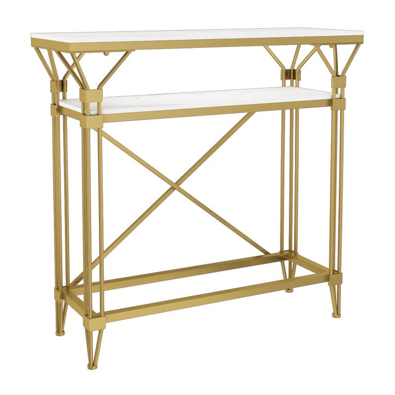 Contemporary Marble Console Sofa Table Rectangle Frame End Table for Hall
