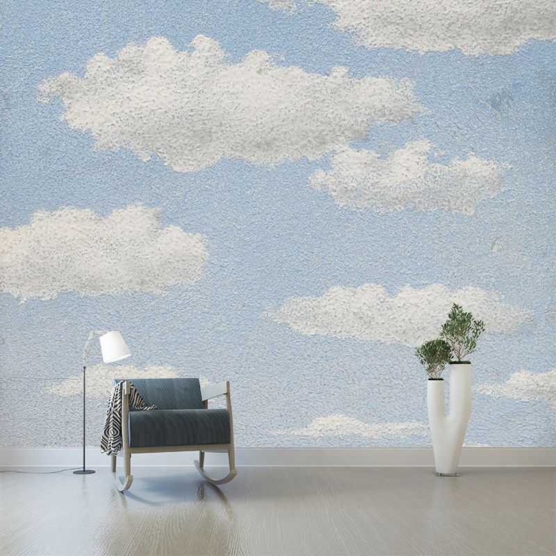 White-Blue Sunny Day Murals Washable Surreal Living Room Wall Decoration, Non-Woven