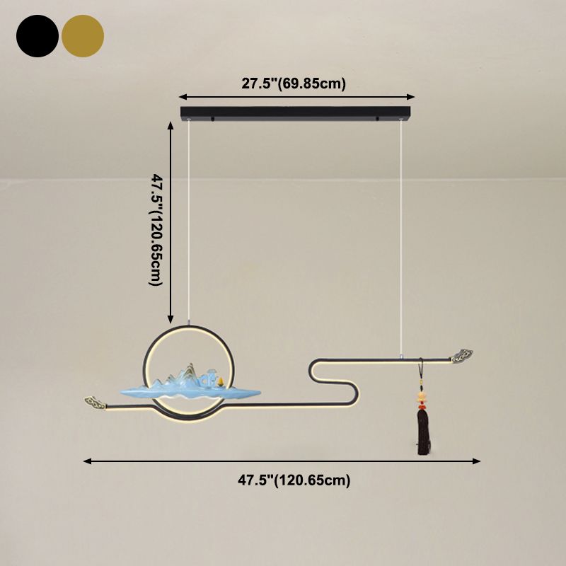 Resina luces colgantes colgantes chinas lámparas colgantes lineales modernas para comedor