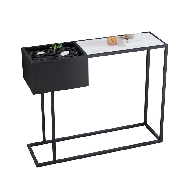 Contemporary Black Console Table Rectangle Console Sofa Table for Hall
