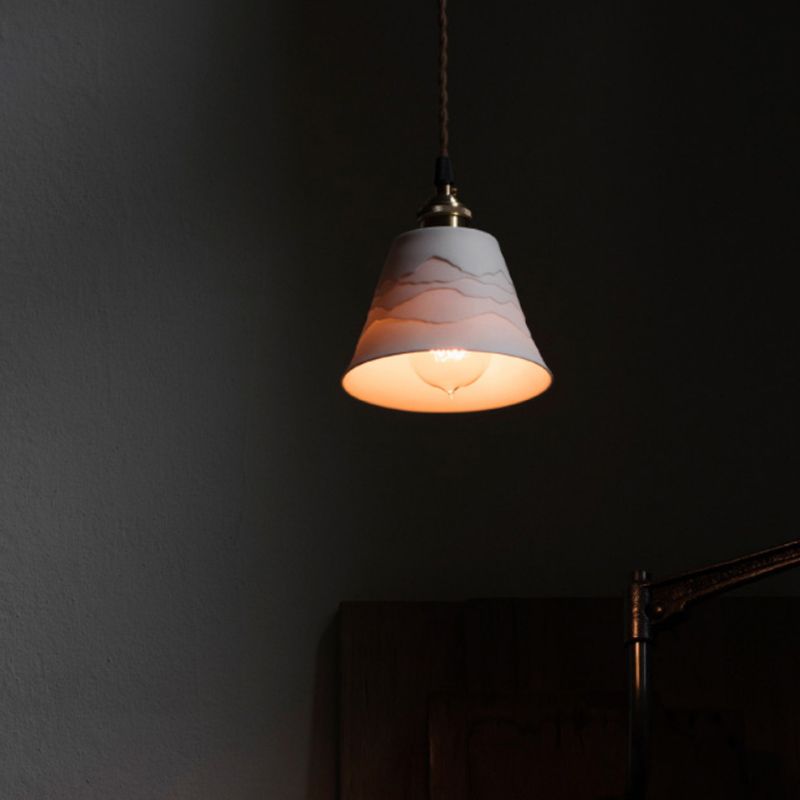 Modern Metal Wall Sconce Cone Shape Wall Lamps with Ceramic Shade