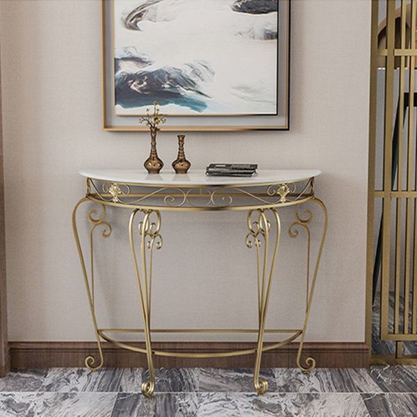 Modern Marble Console Sofa Table Half Moon End Table for Hall