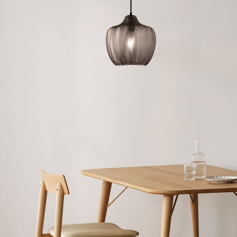 Melon Shaped Glass Suspension Lamp Nordic Style Hanging Light Fixture for Dining Room