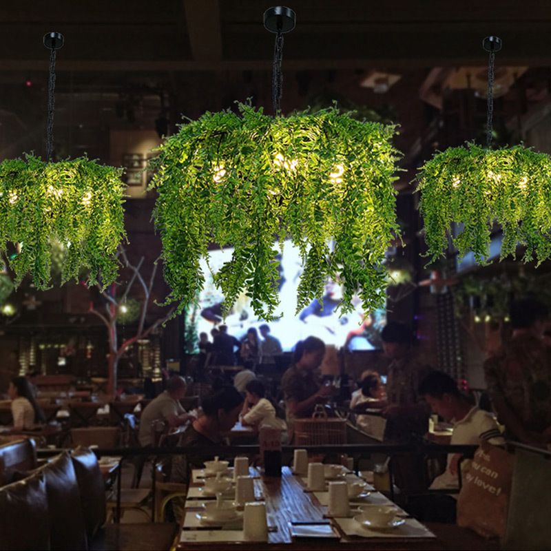 Luz de 5 luces lámpara de lámpara de lámpara de diseño de plantas verdes industriales Restaurante Light, 21.5 "/25.5" de ancho