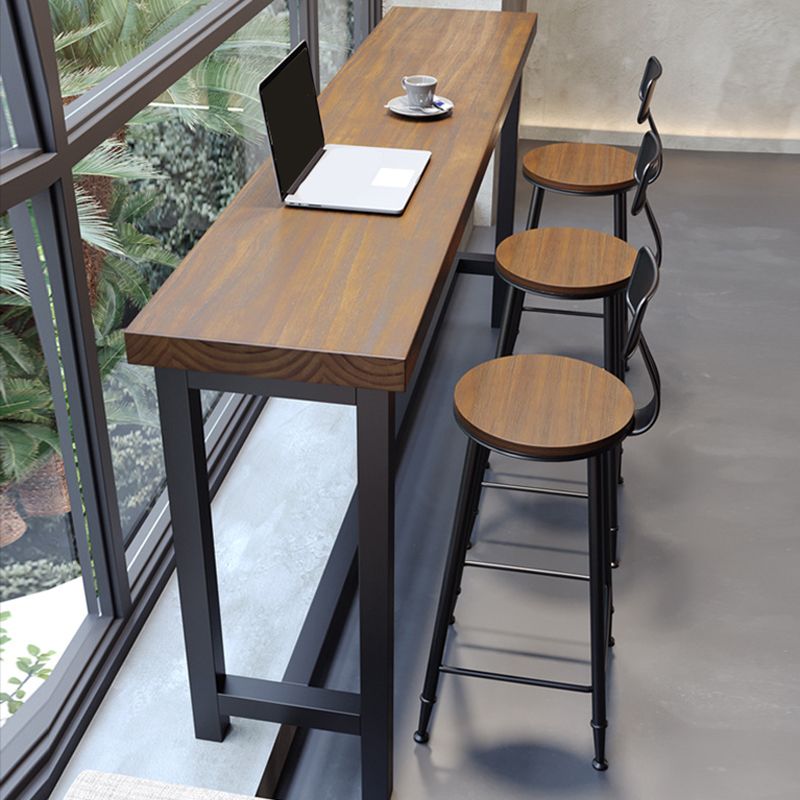 Solid Wood Dining Stools Contemporary Bar Stools with Footrest