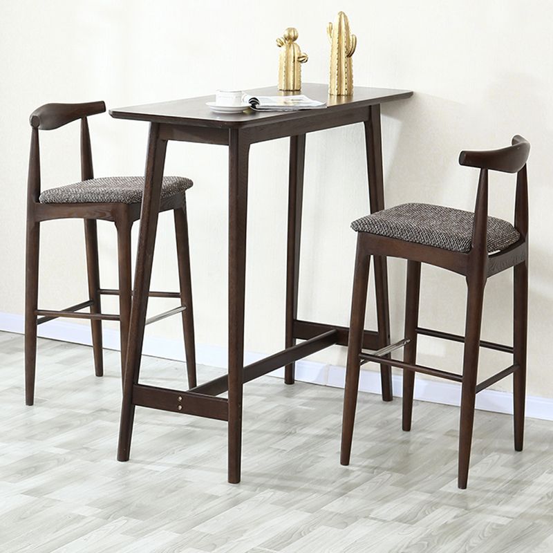 Modern Solid Wood Bistro Accent Dining Table Rectangle Indoor Patio Bar Table