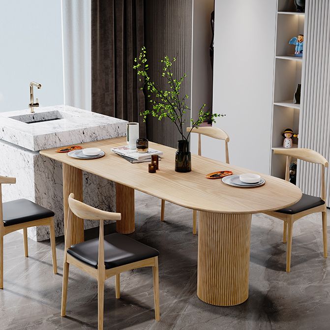 Simplicity Style Pine Freeform Solid Wood Dining Table 3 Legs Base Table for Home