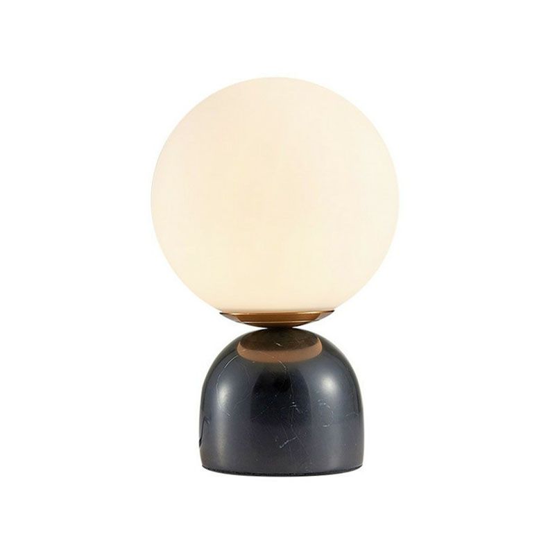 Globe White Glass Nightand Light Nordic 1 Lampe de table de tête avec base en marbre de dôme