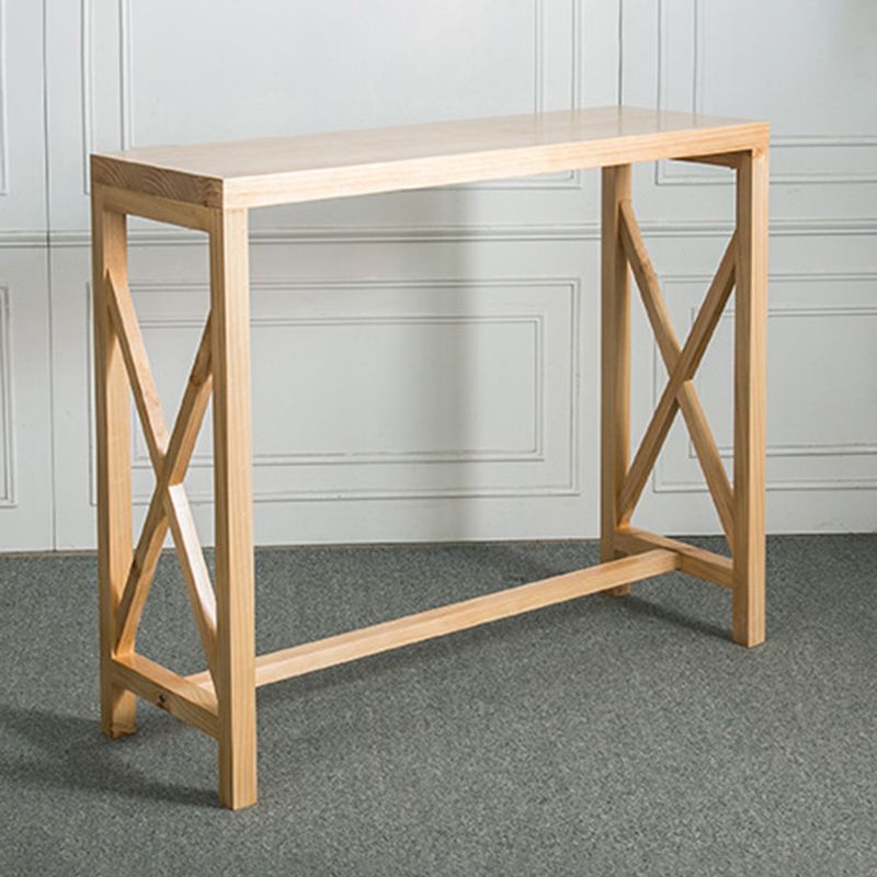 Rectangle Bar Table Solid Wood Contemporary Pub Table for Indoor
