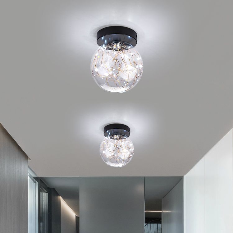 Modern Style Ball Flush Mount Lamp Glass 1 Light Flush Mount Lighting