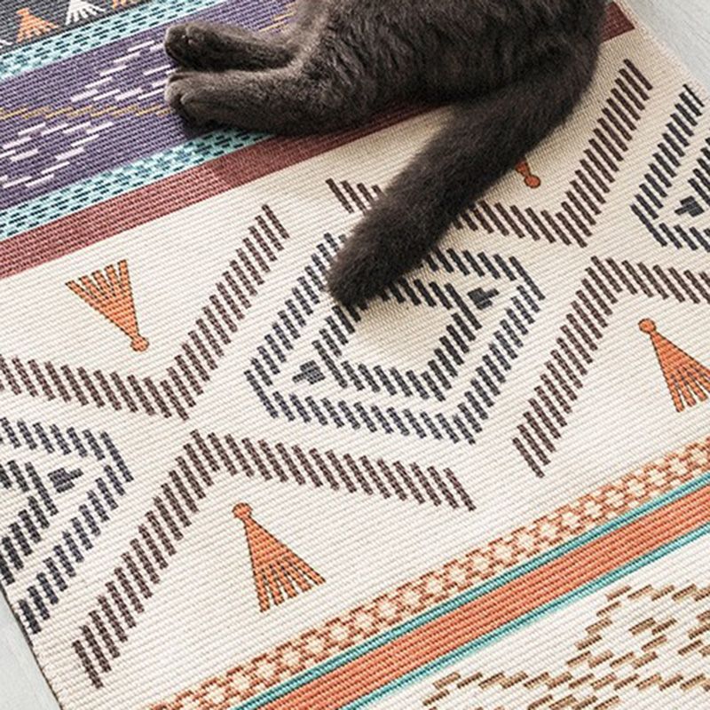 Vintage-Boho-Teppich mit mehrfarbigem Geo-Muster, maschinenwaschbarer, schmutzabweisender Teppich mit Fransen für den Raum