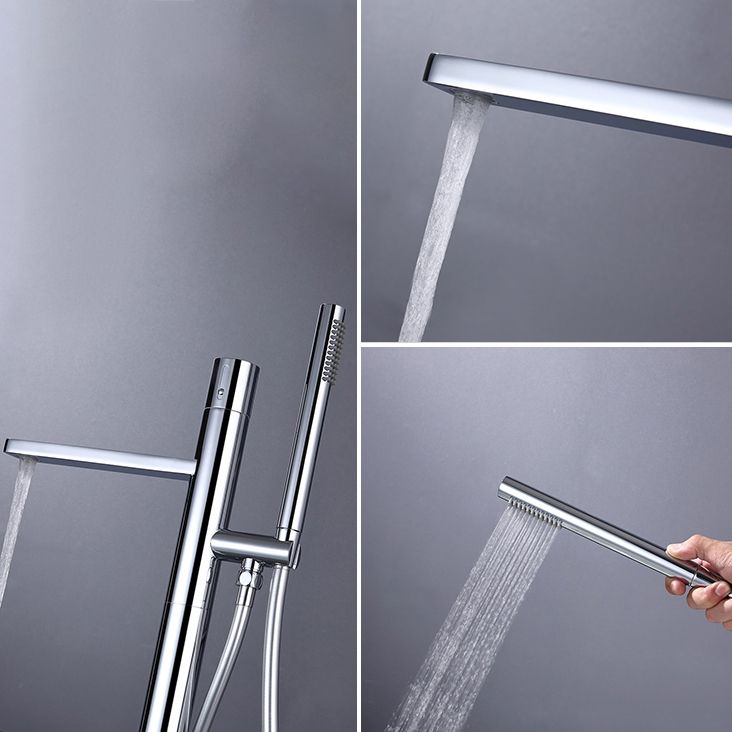Contemporary Floor Mounted Copper Freestanding Tub Filler High Arc Tub Filler Trim