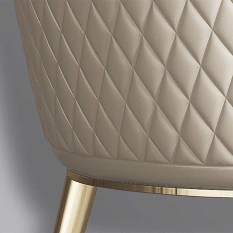 Dining Room Glam Parsons Chair Metal Legs Faux Leather Upholstered Chair