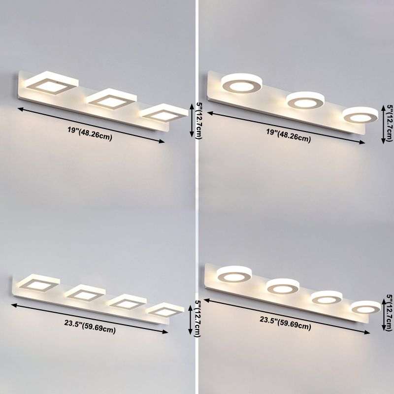 Multi-Lights Geometric Shade Wall Sconce Modern Style Metal Mirror Wall Lighting in White