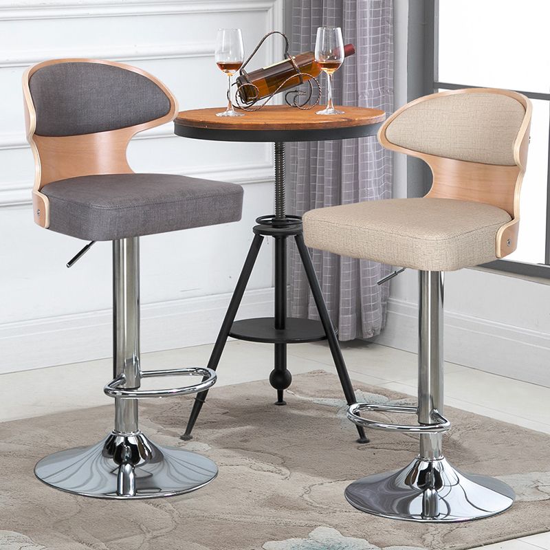 Modern Backrest Liftable Stool Steel Household Bar Stool with Cushion and Pedal