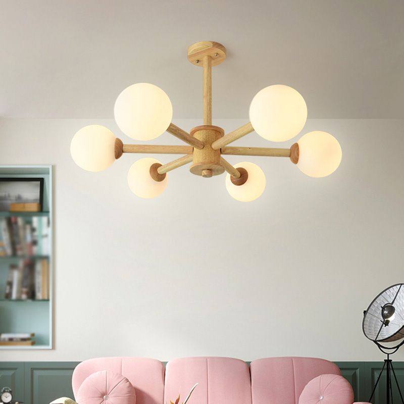 Light de lustre Globe Chandelier Light moderne la lampe de lustre en bronze beige moderne avec teinte en verre