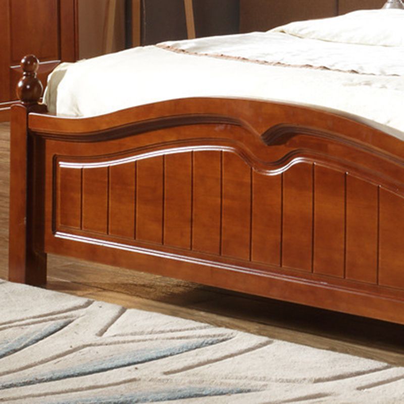 Rubberwood Solid Color Bed Frame Traditional Camelback Standard Bed for Home