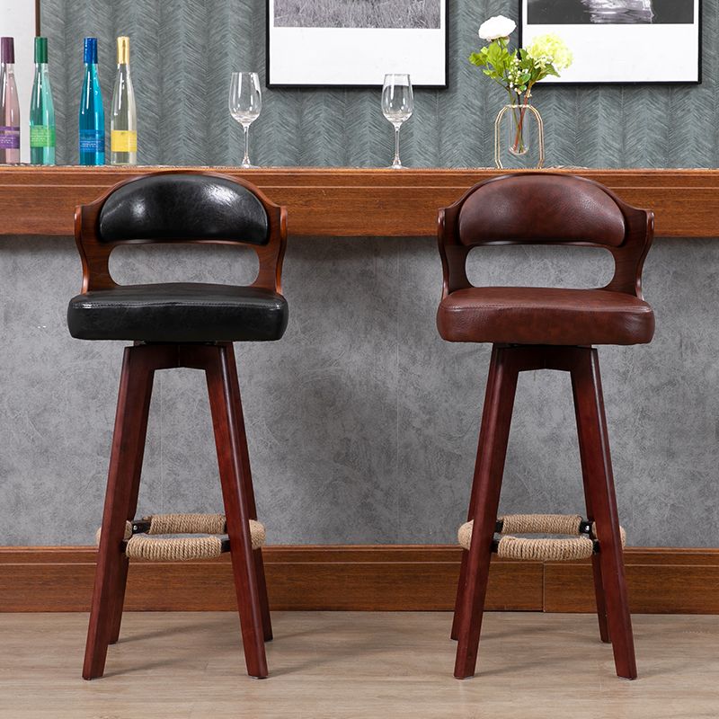 Nordischer Holz Low Rücken Barstool Schwenkerner hoher Hocker mit Polster