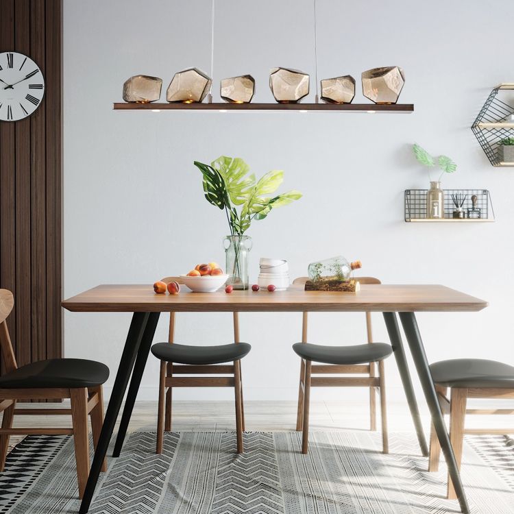 Geometric Island Light Fixtures Modern Glass 6-Light Island Lights in Black