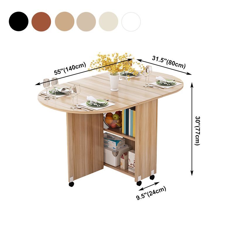 Mid-Century Modern Dining Table Wood Drop-Leaf Home Use Dining Table