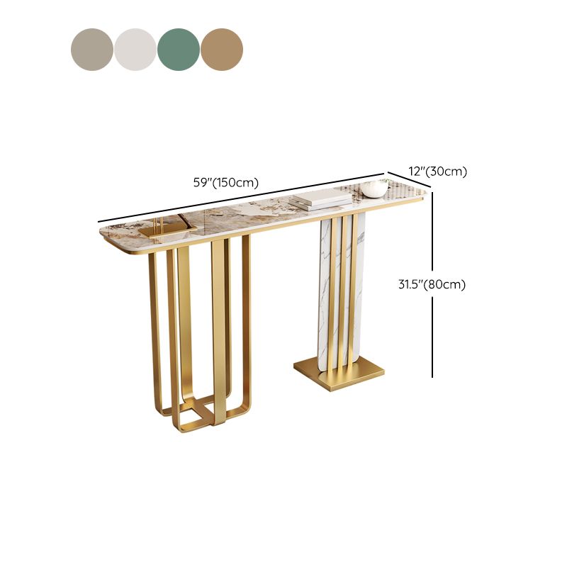 Glam Stone Rectangle Console Table 1-shelf End Table , 31.5" Tall