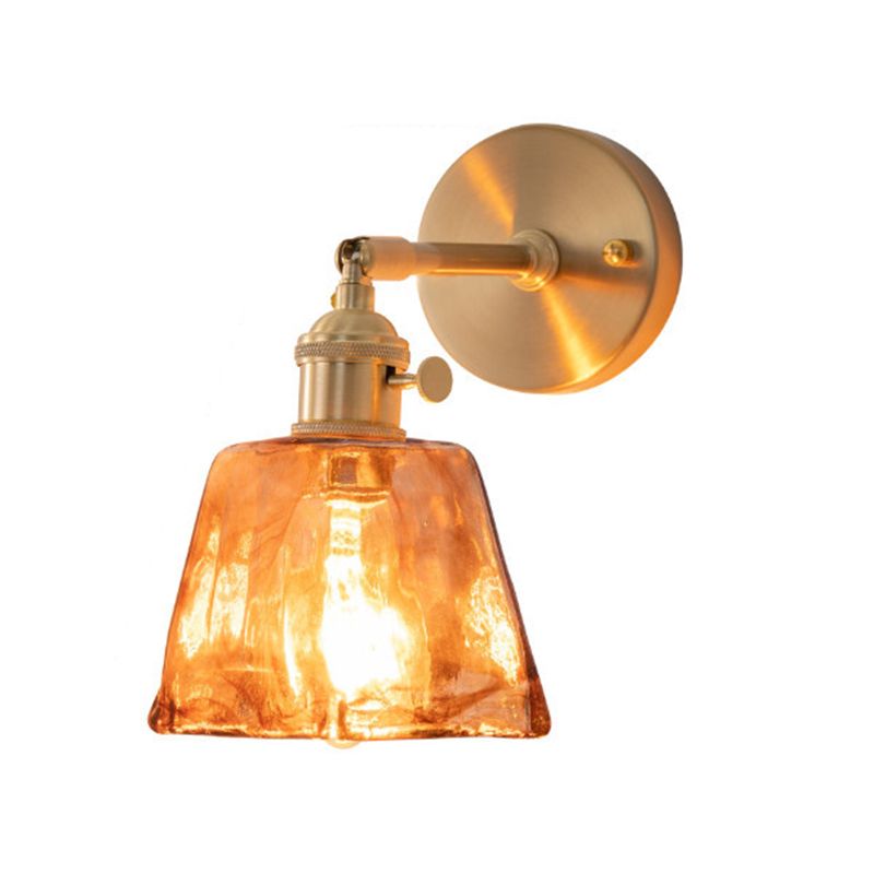 Gold Modern Metal Wall Sconce Geometric Shape Sconce Lights with Glass Shade