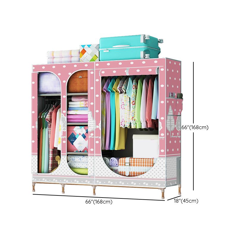 Contemporary Style Steel Wardrobe 3-door Wardrobe Closet with Legs