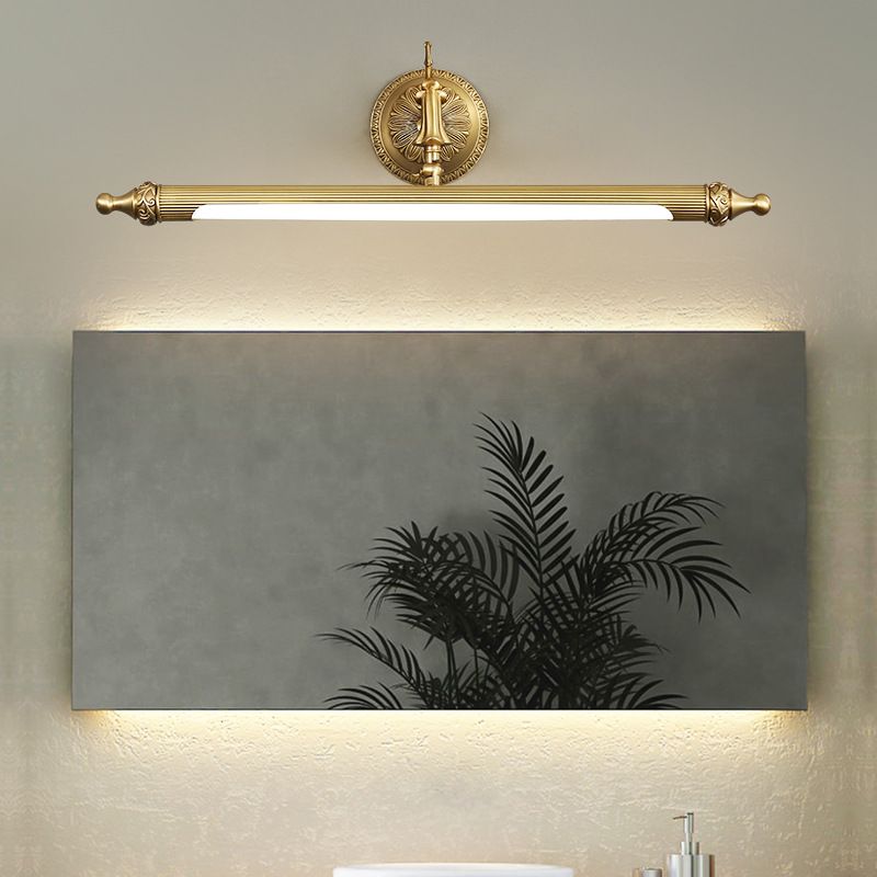 28 "de ancho de estilo tradicional Mirror de tocador LED Lámpara de pared de latón antigüedad