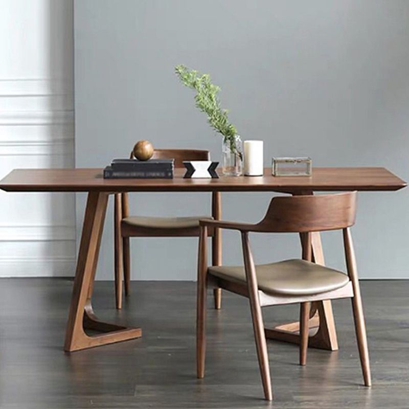 Eigentijdse rechthoek eettafel dennen vaste houten tafel met dubbel voetstuk voor eetkamer