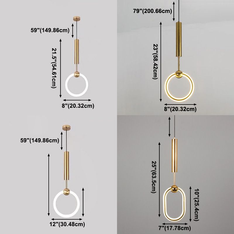 Geometric Metal Pendant Light Kit Simplicity Style LED Gold Hanging Ceiling Light