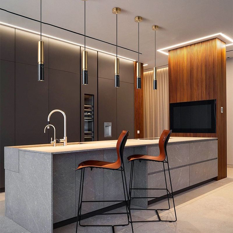 1-Light Line Hanging Pendant Modern Style Marble Hanging Lighting for Living Room