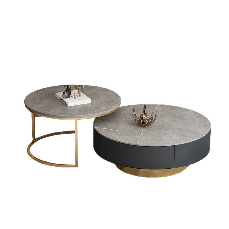 Pedestal and Frame Coffee Table Slate Bunching Tables with Drawers