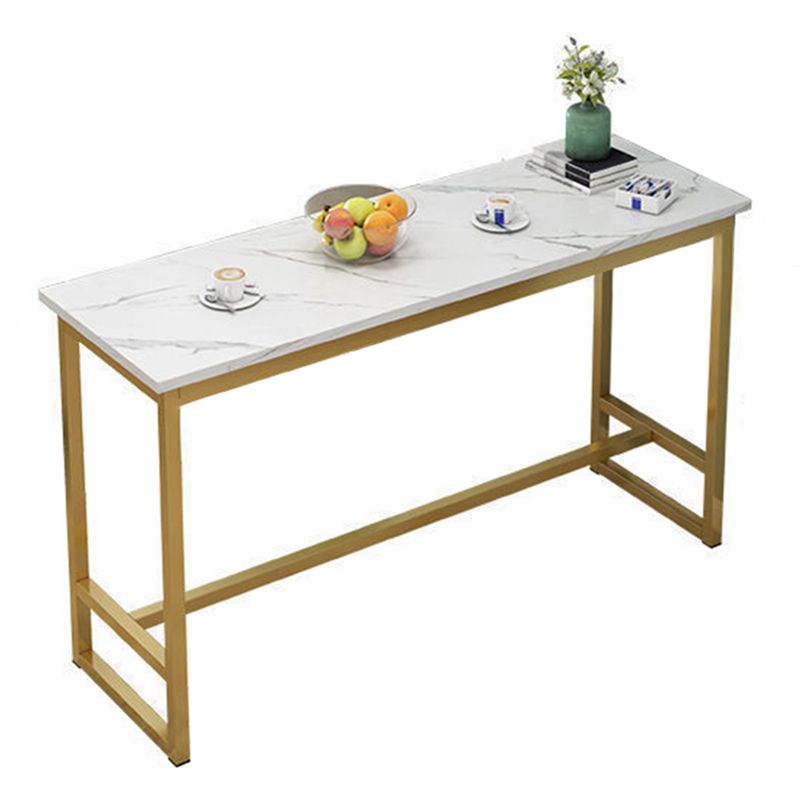 Wooden Top Bistro Bar Table Rectangle Gold Base Bar Table for Home