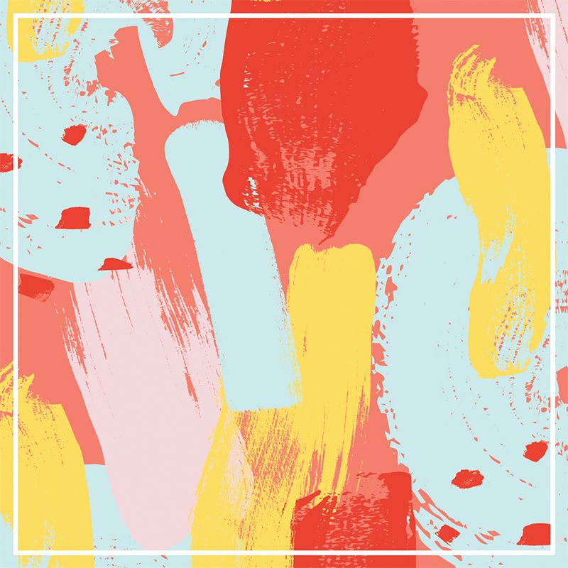 Contemporary Brush Stroke Mural Decal Blue Dining Room Wall Covering, Personalized