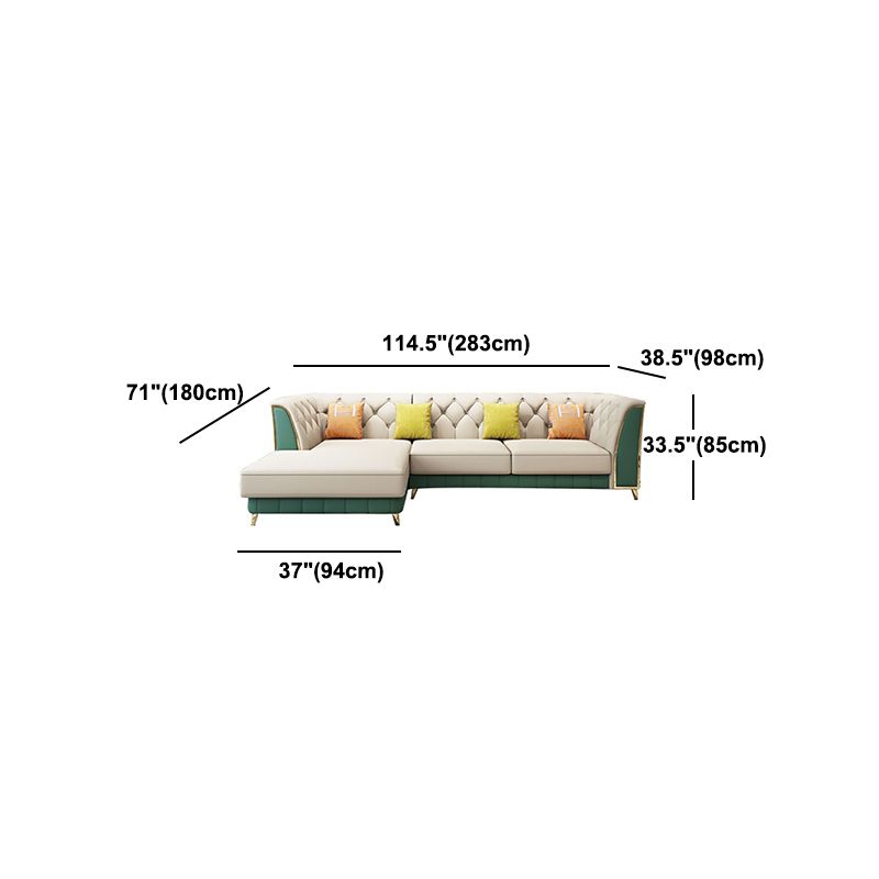 Leather Tuxedo Arm Sectional Sofa 33.46"High Tufted Split-Back Sofa