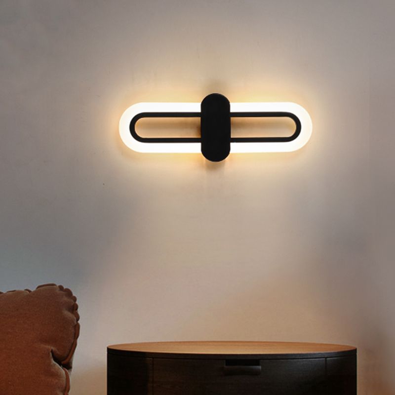 Langwerpige wandbevestiging verlichting Modernistische acryl LED Zwarte wand gemonteerd licht in warm/wit licht, 16 "/23.5" /31,5 "W