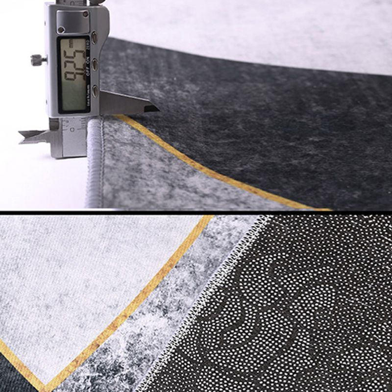 Grey Modern Area Carpet Geometric Pattern Polyester Area Rug Non-Slip Backing Rug for Living Room