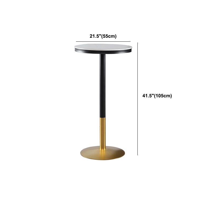 Round Stone Bar Dining Table Glam Pedestal Bar Table for Living Room