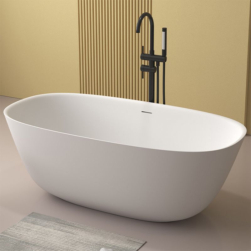 Modern Stone Oval Bathtub Freestanding Soaking Bath Tub , 22.05-inch Tall