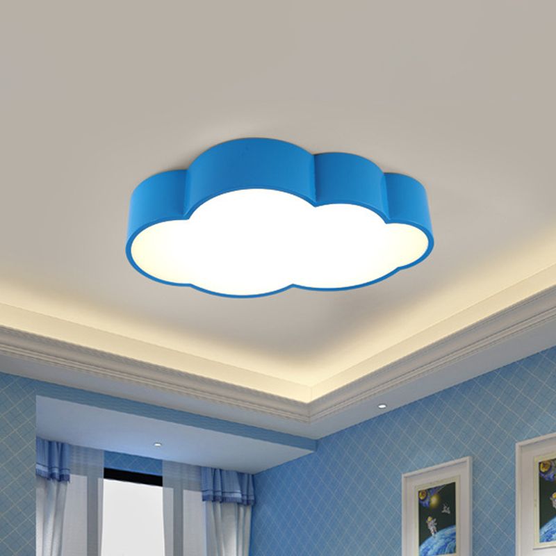 White/Red/Yellow Cloud Flush Ceiling Light Kids Acrylic Flush Mount Recessed Lighting for Kindergarten