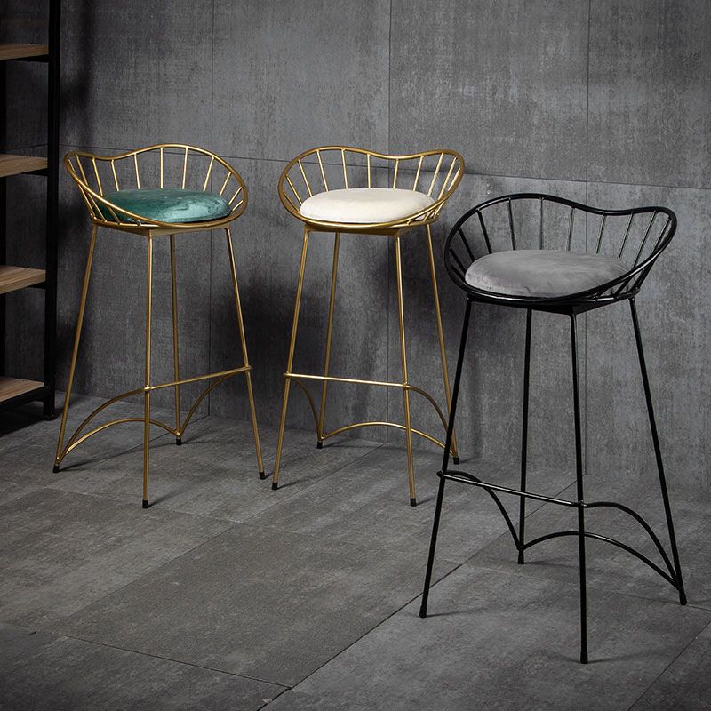 Modern Style Iron Bar Stool Low Back with Footrest Living Room Simple Bar Stool 30 Inches