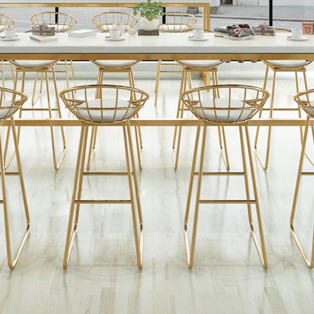 White Glam Style Counter in Faux Marble and Iron Milk Tea Shop Bar Table